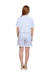 Women's Crop Top and Shorts Co-ord Set- White - Large