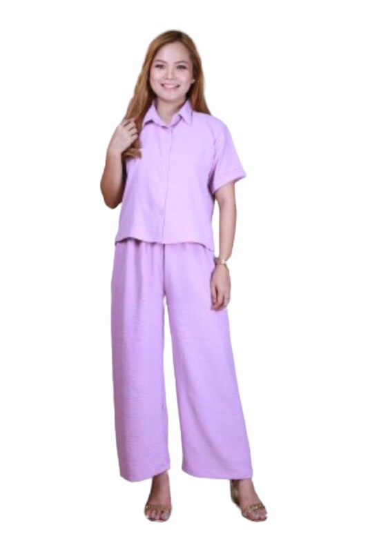 Elegant Comfortable 2-Piece Co-ord Set -Purple  - XLarge