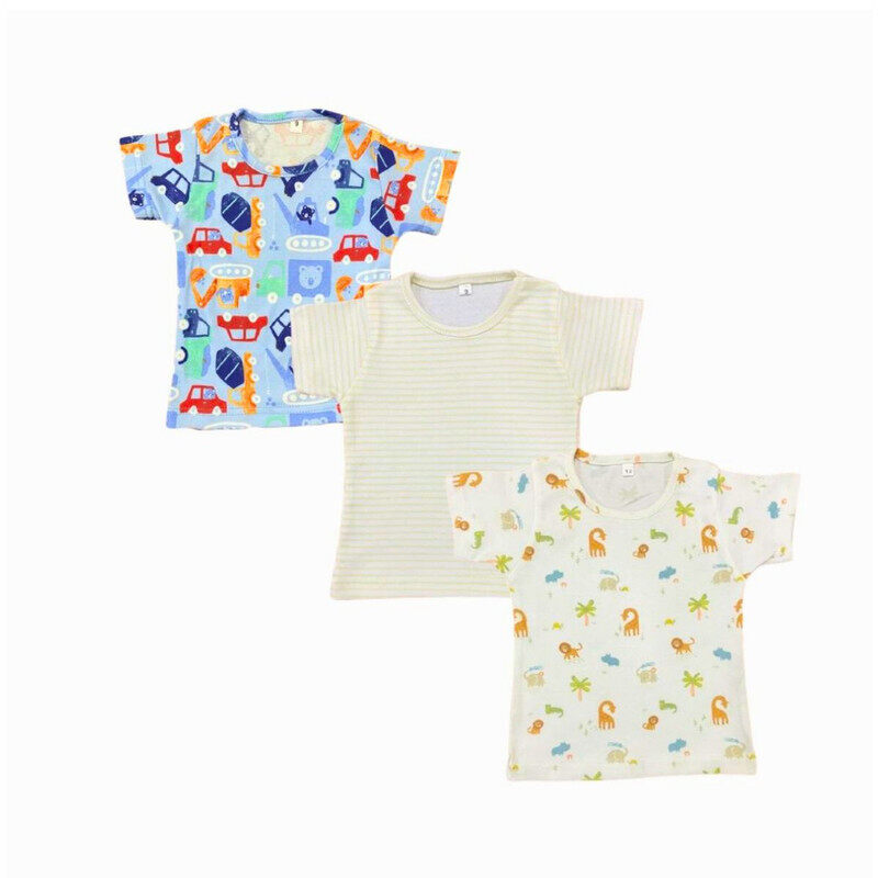 

Generic Pack of 3 Printed T-shirts - Car, Dino, and Stripes Multi 12 - 18 mos