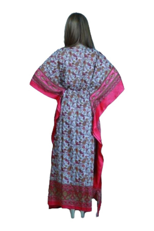 Veronica Long Floral Kaftan Dress- Red- Freesize