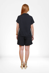 Casual Co-ords with Short Sleeve Shirt & Shorts- Black -  XLarge