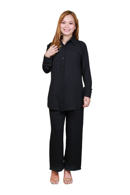 

Generic Elegant Comfortable 2-Piece Full Sleeves Co-ord Set -Black - Medium