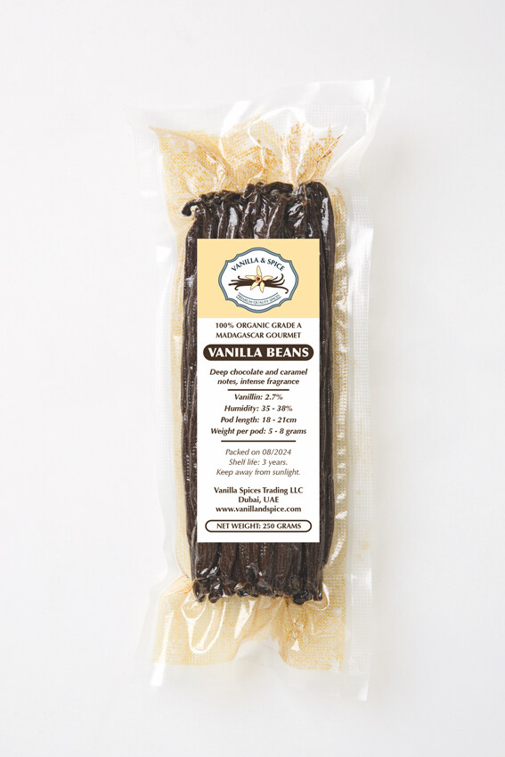 

Grade A Gourmet Vanilla Beans, Madagascar. 250 Grams