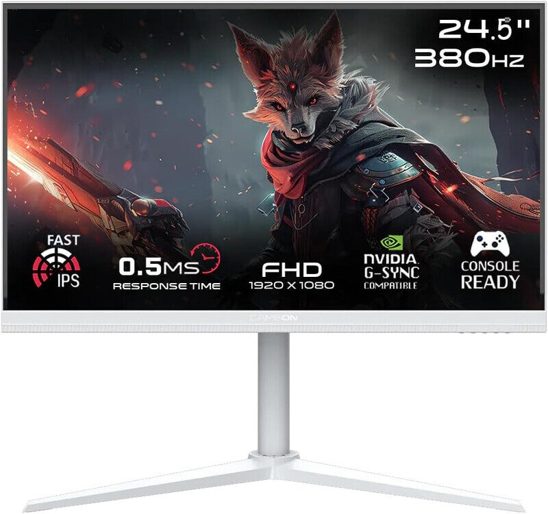 

GAMEON GOAP24FHD380IPS Artic Pro-Series Computer monitor, White Gaming Monitor 24.5 inch, 1920x1080p FHD Fast IPS Panel, 380Hz, 0.5ms, 2.1 HDMI, Frees