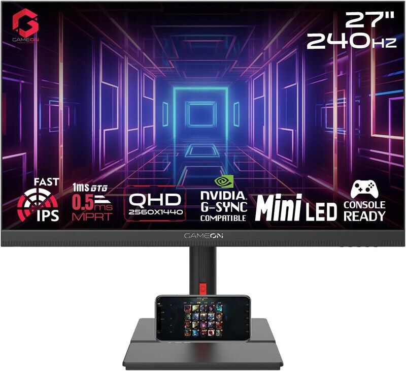 

GAMEON GOML27QHD240IPS Midnight Signature 27" Black Gaming Monitor, 2560x1440p 2K QHD Fast IPS, 240Hz Refresh Rate, Ultra-Fast Response, HDMI 2.1, Fre