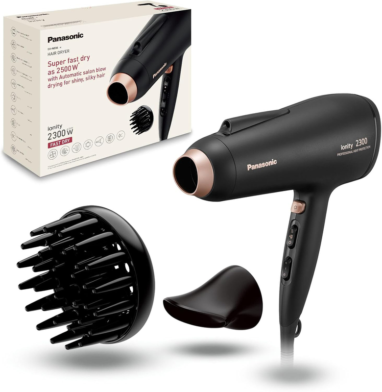 Panasonic Ionic Hair Dryer with Powerful Airflow, 2300W, EH-NE86-K685, Black/Rose Gold