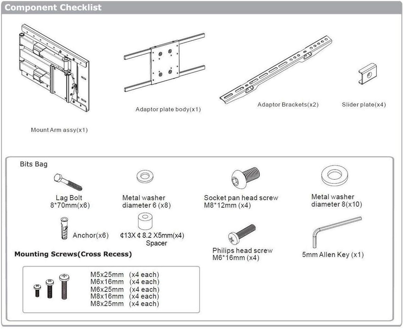 Skill Tech Rdx Heavy Duty Dual Arm Articulating Wall Mount or Samsung/LG LED TV 65-80 Inch TVs, Black