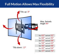 Fleximounts Cr1 Curved Panel TV Wall Mount Bracket for 32-65 Inch UHD OLED 4k Samsung/LG Vizio TVs, Black