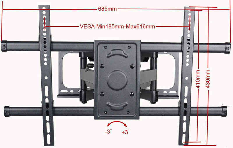 Videosecu Articulating TV Wall Mount for Samsung 46-80 Inch TVs UN46FH6030/UN46F6350/UN46EH5000FXZA/UN46EH5300/UN46F6350AF/UN46F6300/UN46EH5000/UN46F7100/UN46F6400/MW390B WTV, Black