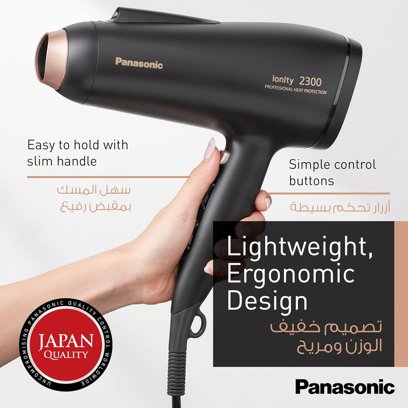 Panasonic Ionic Hair Dryer with Powerful Airflow, 2300W, EH-NE86-K685, Black/Rose Gold