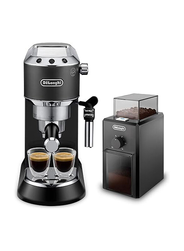 

Delonghi Dedica Pump Espresso Manual Coffee Machine with Free Electric Coffee Grinder, 1450W, Black