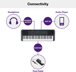 Yamaha PSRE273 Portable Keyboard, 61 Keys, Black