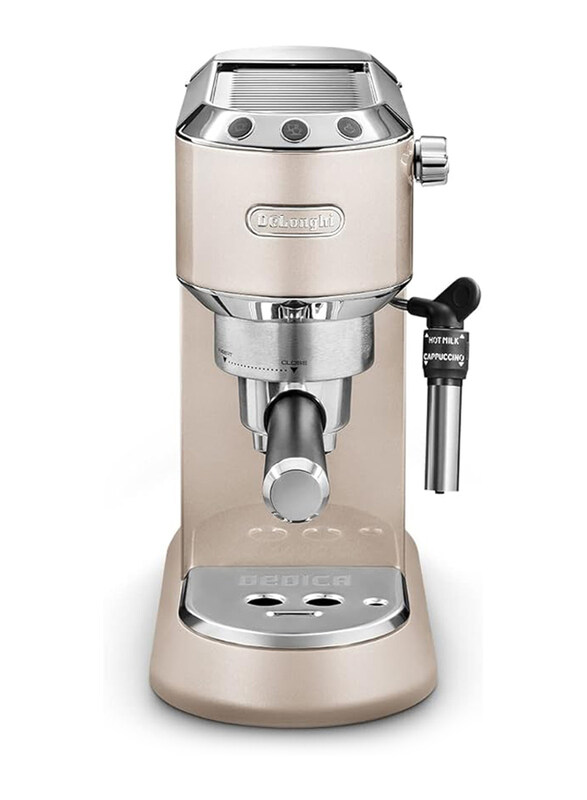 

Delonghi Dedica Metallic Coffee Machine Barista Pump Manual Espresso Maker with Milk Frother and Kit, EC785.BG, Beige