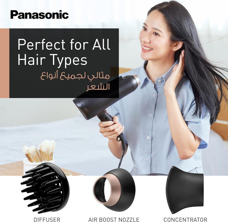 Panasonic Ionic Hair Dryer with Powerful Airflow, 2300W, EH-NE86-K685, Black/Rose Gold