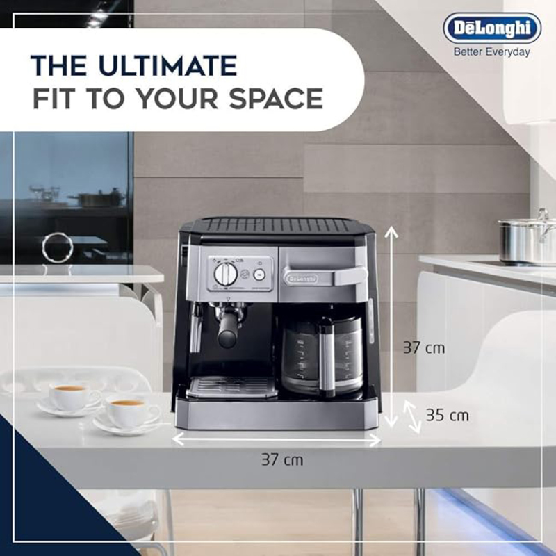 Delonghi Combi Espresso & Filter Coffee Machine, BCO420, Silver