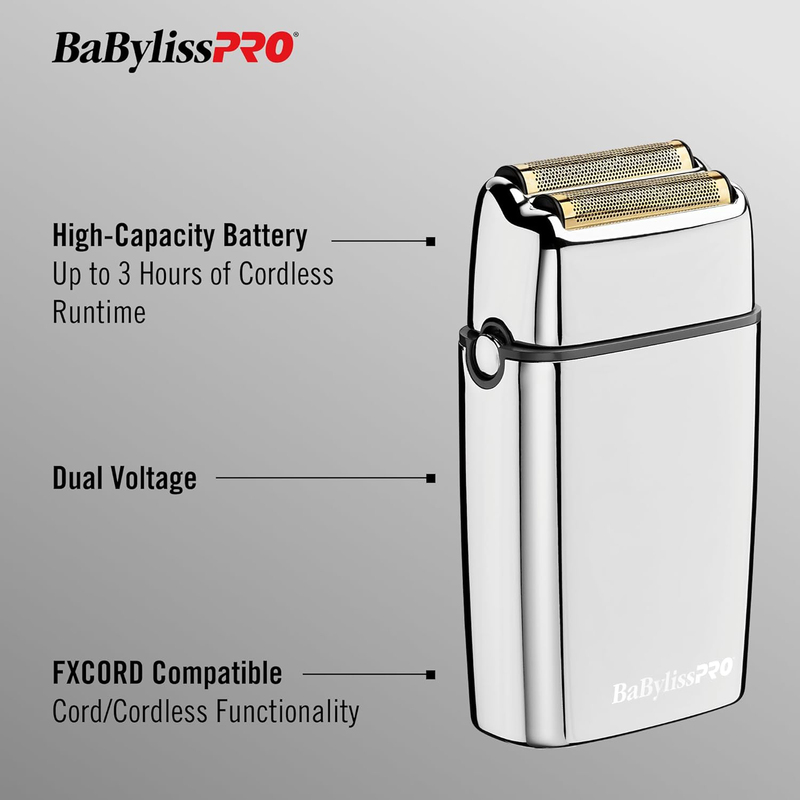 BaBylissPRO FoilFX02 Barberology BLACKFX Double Foil Shaver, FXFS2B, Black