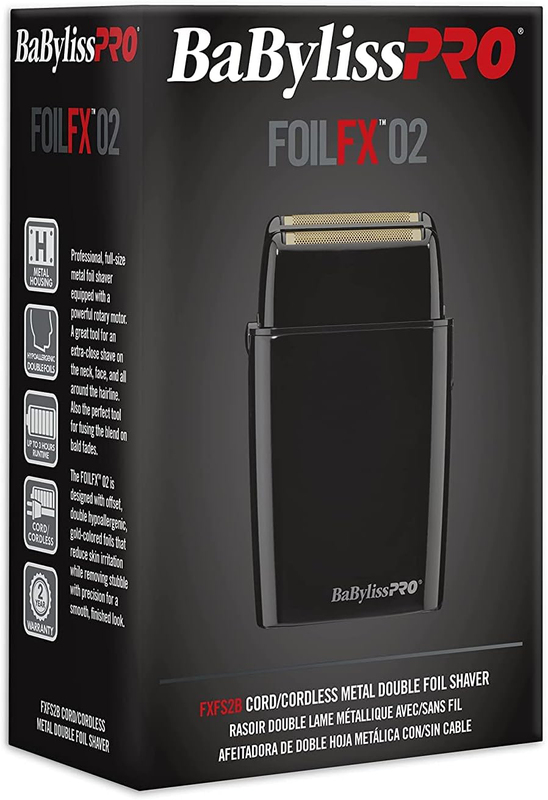 BaBylissPRO FoilFX02 Barberology BLACKFX Double Foil Shaver, FXFS2B, Black