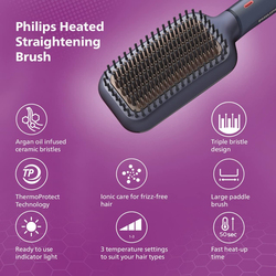 Philips 5000 Series Heated Straightening Brush (New), 50W, BHH885/10, Black