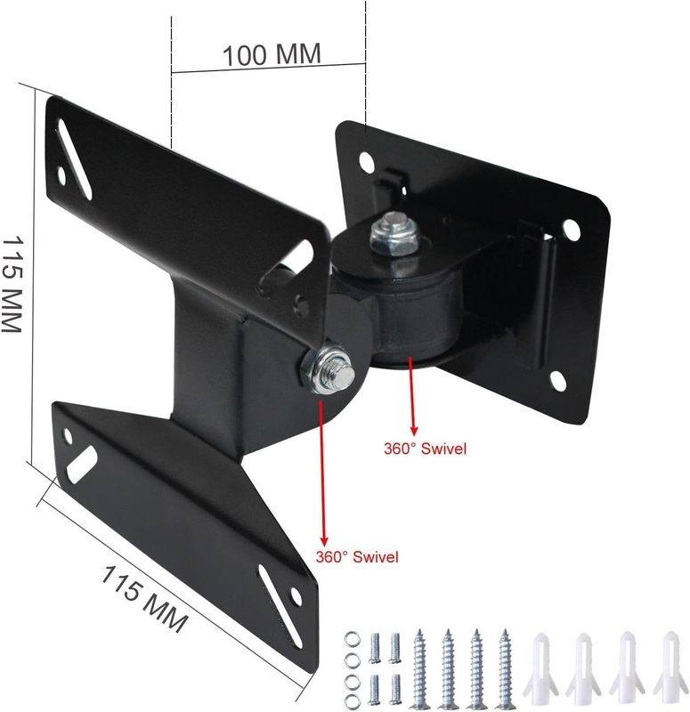 Sunnyfair Universal Rotating Swivel Tilting LCD Monitor TV Bracket Wall Mount for Samsung, Sony, LG, Sharp, Haier, Toshiba, Element, TCL, Westinghouse 14-24 Inch Plasma, LCD, LED, TV Monitors, Black