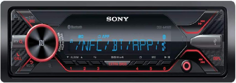 Sony DSXA416BT Auto Stereo Bluetooth NFC USB Auxiliary Am/FM Eq10 3 Pre Out with Subwoofer Control, Multicolour