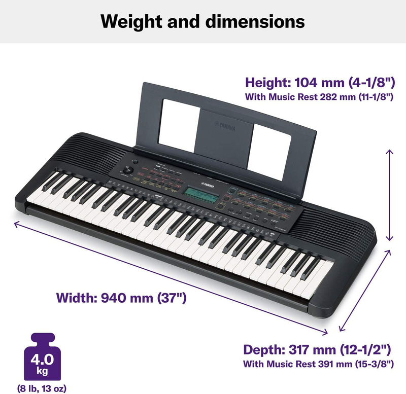 Yamaha PSRE273 Keyboard, 61 Keys, Black