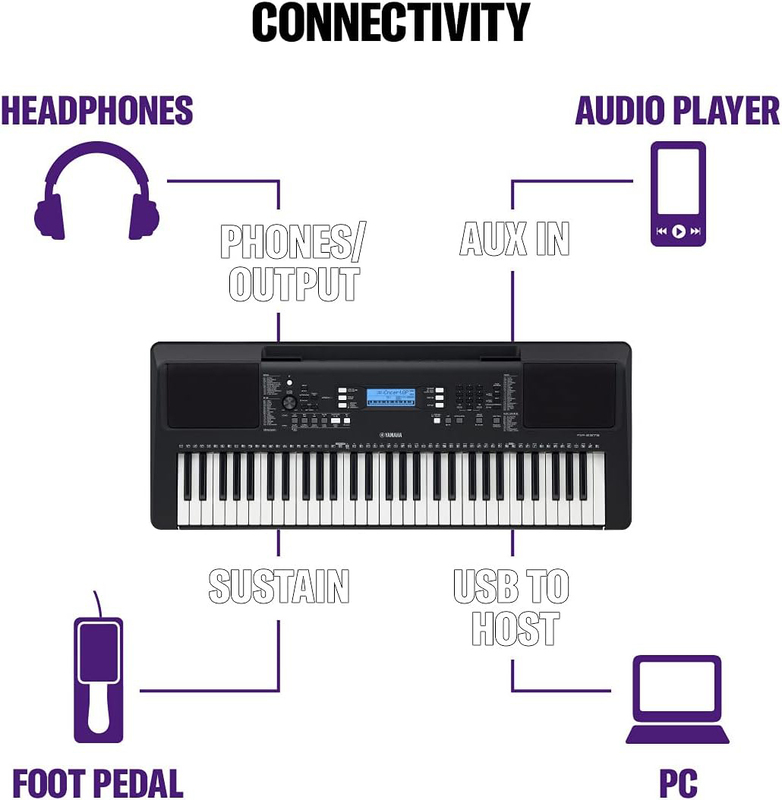 Yamaha PSR-E373 Entry-Level Keyboard, 61 Keys, Black