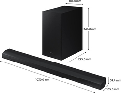 Samsung HW-B650 3.1 Channel Wireless Sound Bar with Dolby Digital/DTS Virtual:X, 2022 Model, International Version, Black