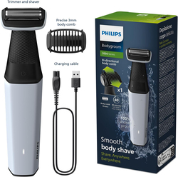 Philips 3000 Series Cordless Showerproof New Body Trimmer, BG3007/01, Black/Grey