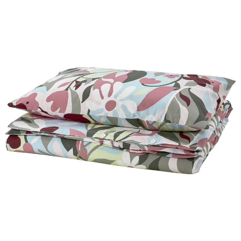 

FRYKSAS Duvet cover and pillowcase, multicolour/floral pattern, 150x200/50x80 cm