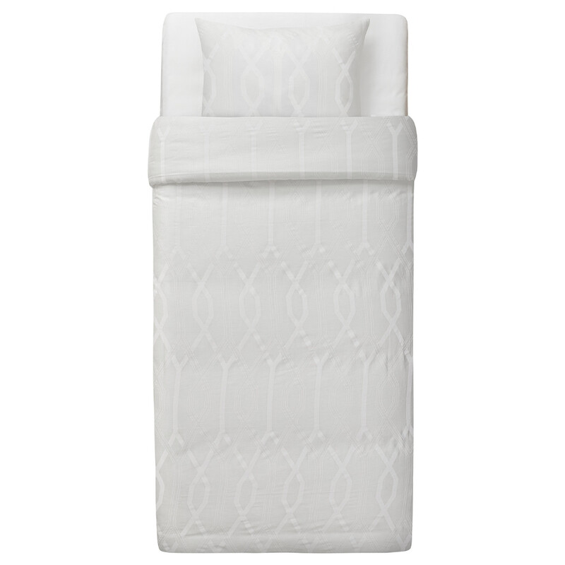 

ANGSLILJA Duvet cover and pillowcase, white, 150x200/50x80 cm