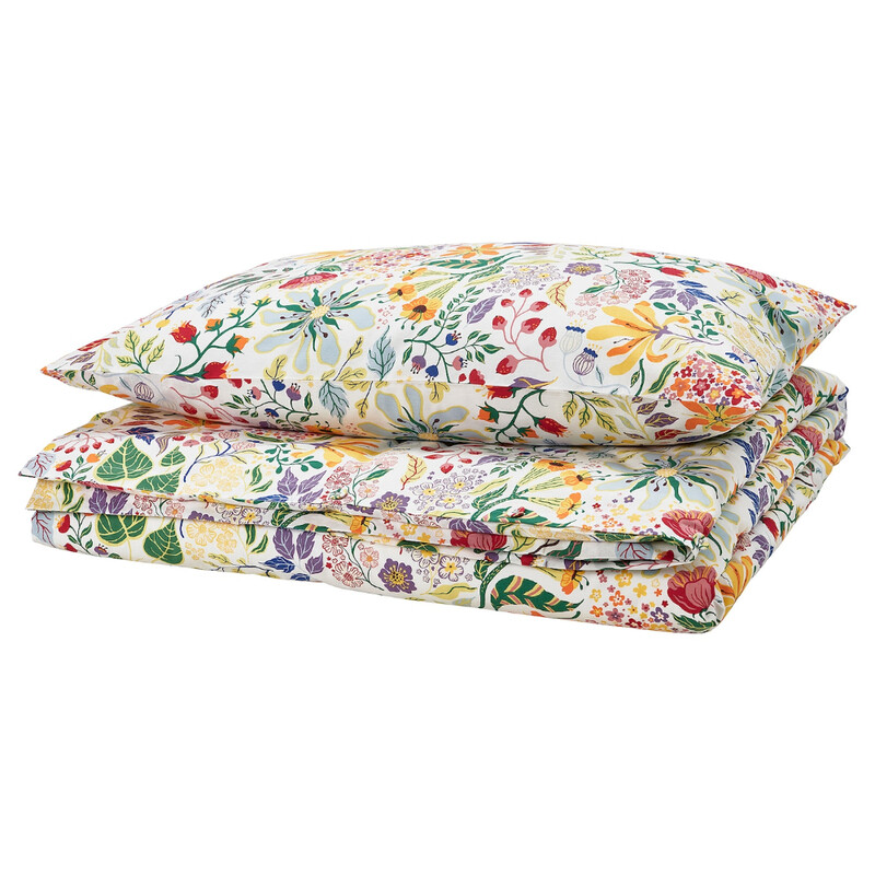 

POANG Duvet cover and pillowcase, multicolour/floral pattern, 150x200/50x80 cm