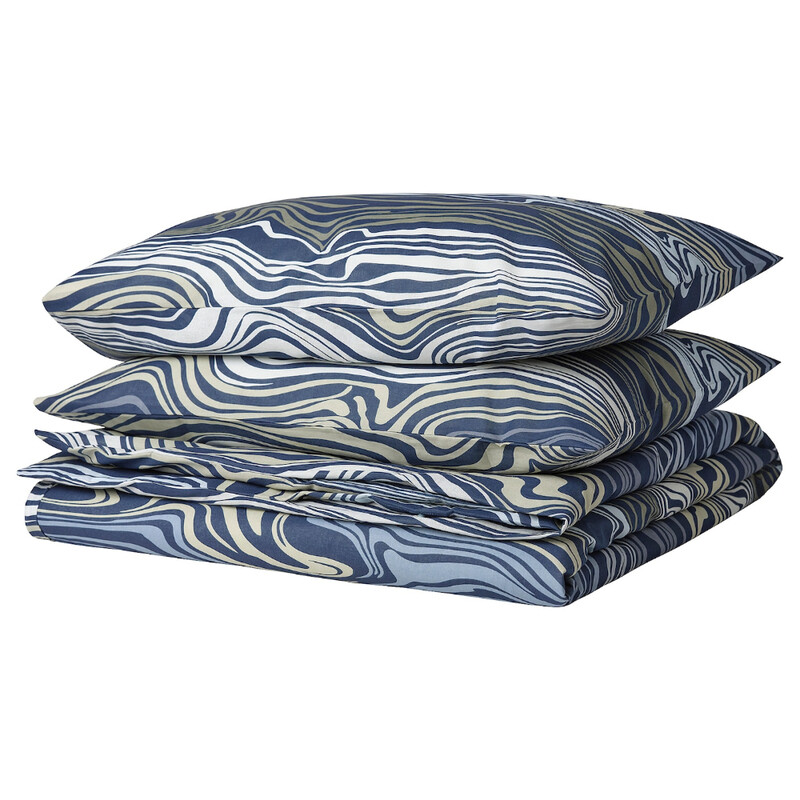 

ANGSNEJLIKA Duvet cover and 2 pillowcases, blue/multicolour, 240x220/50x80 cm