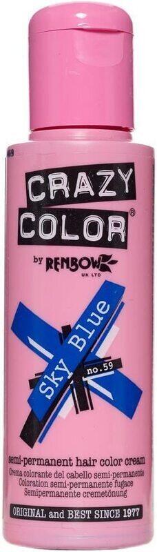 

Generic Crazy Color Renbow Semi Permanent Hair Color Dye Cream, Sky Blue, 100ml