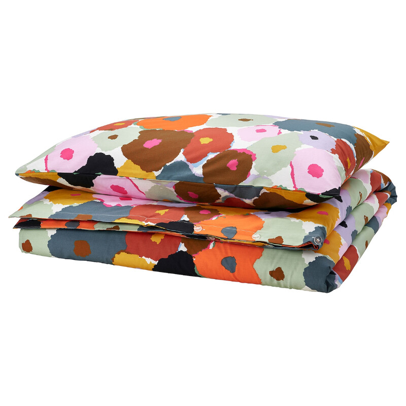

POANG Duvet cover and pillowcase, multicolour/floral pattern, 150x200/50x80 cm