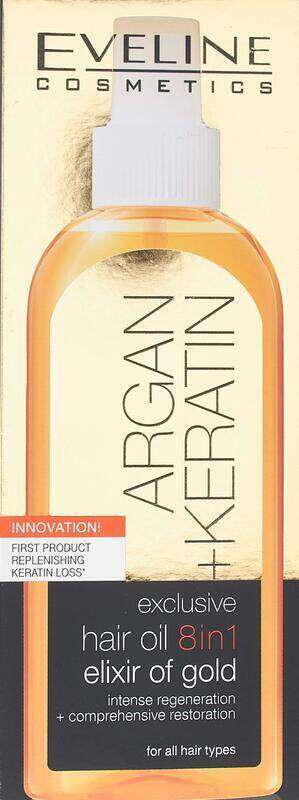 

Eveline Cosmetics Argan + Keratin Hair Oil 8in1 Elixir of Gold 150ml