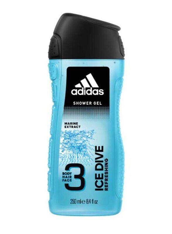 

Adidas 3-In-1 Ice Dive Marine Extract Body Hair Face Shower Gel, 250ml