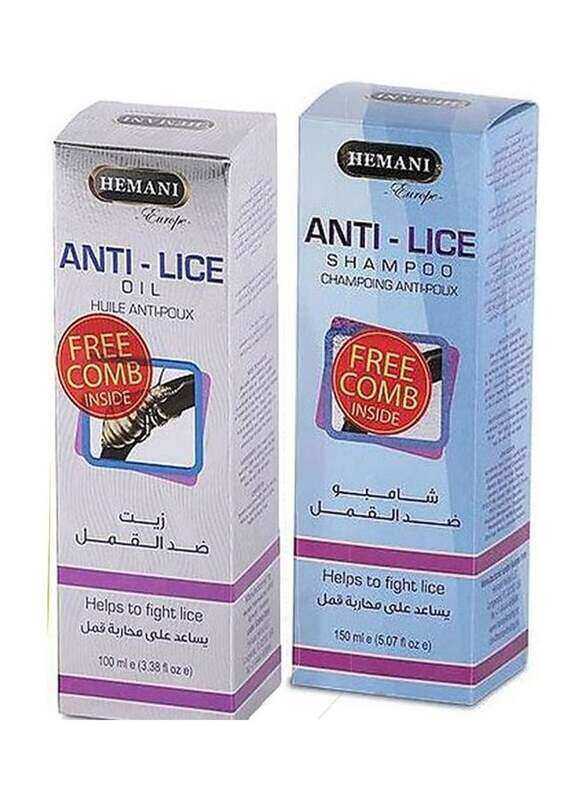 

Hemani 2 Anti Lice Shampoo & Oil for All Hair Types, 250ml, 2 Piece