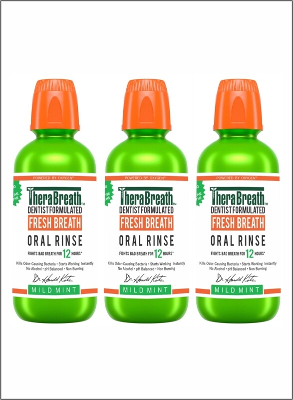 

TheraBreath Fresh Breath Oral Rinse Mild Mint, Pack of 3 for LongLasting Freshness