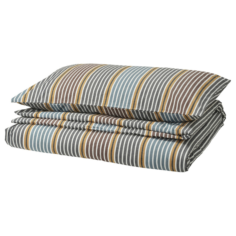 

GRYTTOM Duvet cover and pillowcase, multicolour/striped, 150x200/50x80 cm