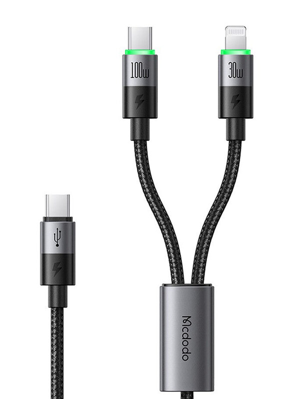 

Mcdodo 1.2-Meters 2-in-1 USB Type-C to Lightning & USB Type-C to USB Type-C Fast Charging Cable with Durable Aluminum Alloy & Nylon Braided for Smartp