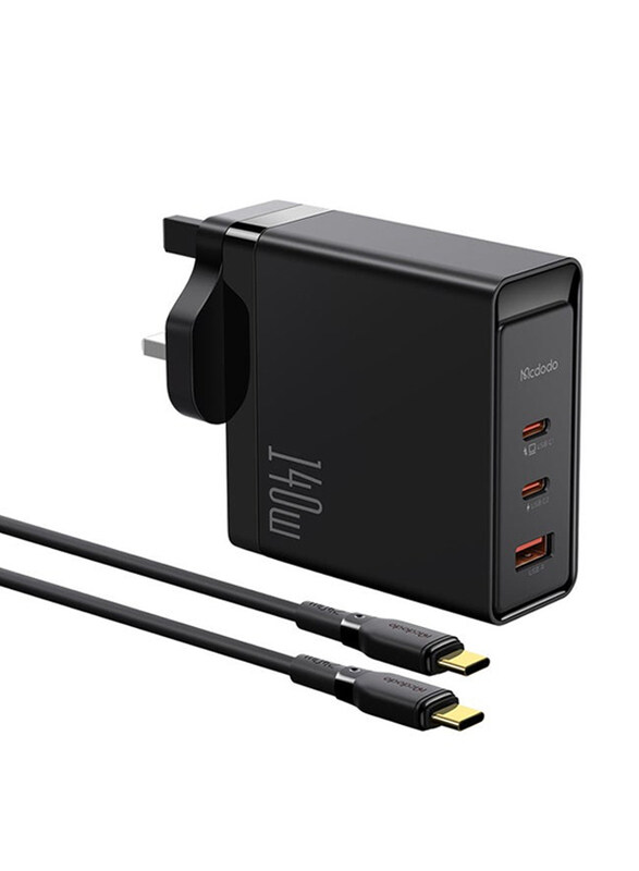 

Mcdodo GaN5 Pro Super Fast Charger with 2-Meter Type C Cable High Speed Charging for All Devices, 140W, Black