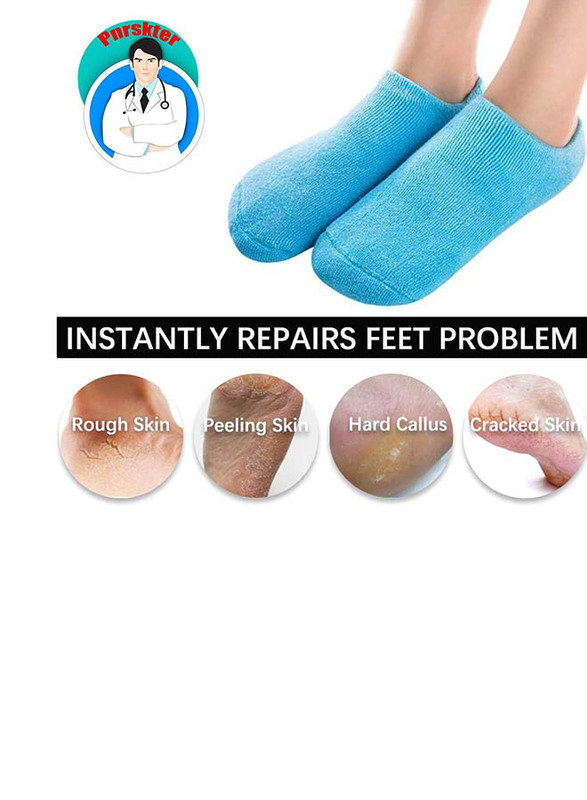 Clopic Spa Moisturizing Gel Socks for Dry Feet & Ankles, 2 Pair