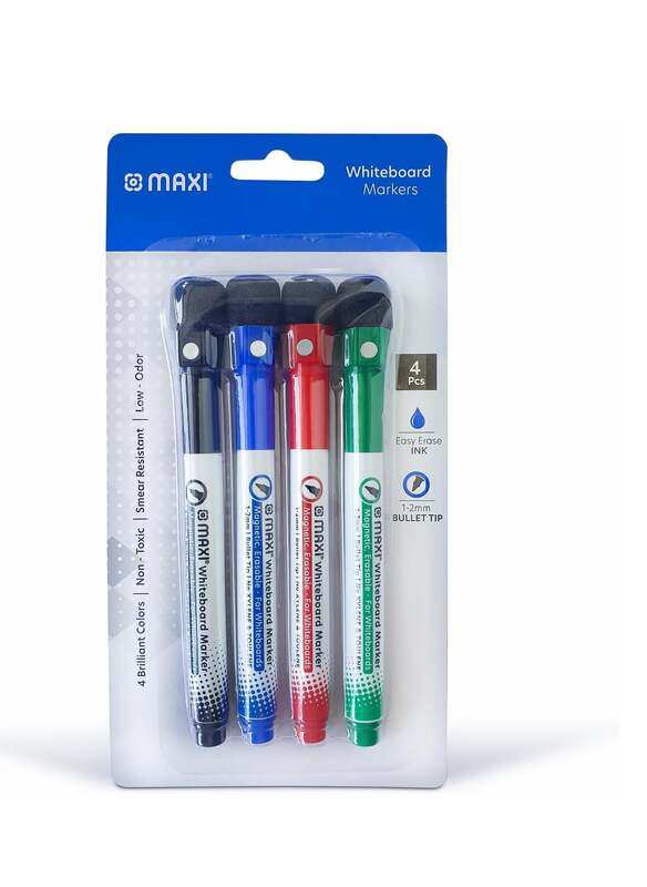 

Generic Maxi Slim Magnetic Whiteboard Marker with Eraser 1-2mm 4pc (Blue,Black,Red and Green), Magnetic Color Pens for Whiteboard. or Home, Office and School