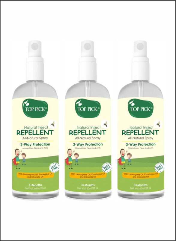 

AS SEEN ON TV Pack of 3 - Triple Protection Insect Repellent - Lemongrass, Eucalyptus - Citronella For 3+ months