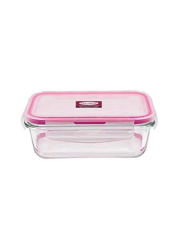 

Glass Storage 1000ml with Pink Silicone Lid Clear 21x16x7cm