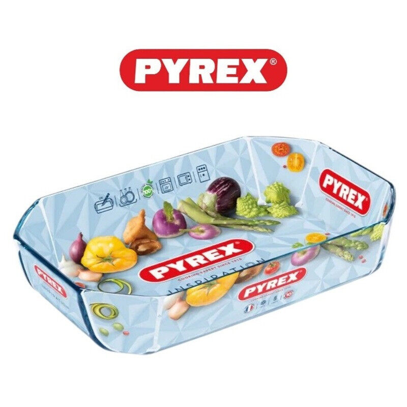 

Pyrex Inspiration 2.6L Rectangular Glass Roaster - Durable, Stylish Glass Bakeware for Roasting, Baking, and Storing