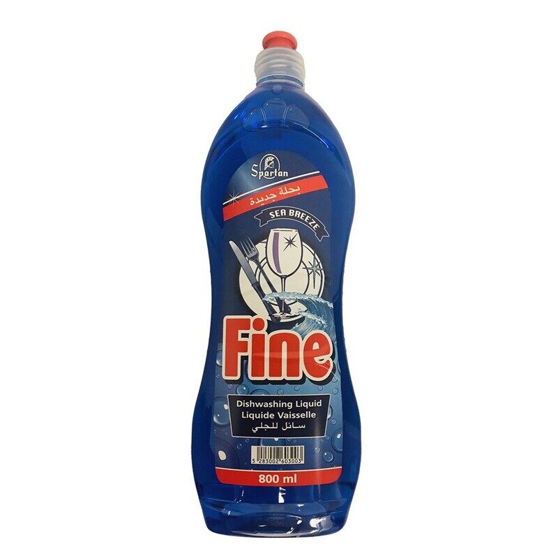 

Spartan Fine Dishwashing Liquid - 800 ml Sea Breeze -Scented Concentrate for Effective Grease Removal and Gentle Cleaning