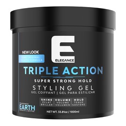 Elegance E Series Earth Triple Action Styling Gel 1000ml - Super Strong Hold, Volumizing, Flake-Free with Long-Lasting Shine and Refreshing Fragrance