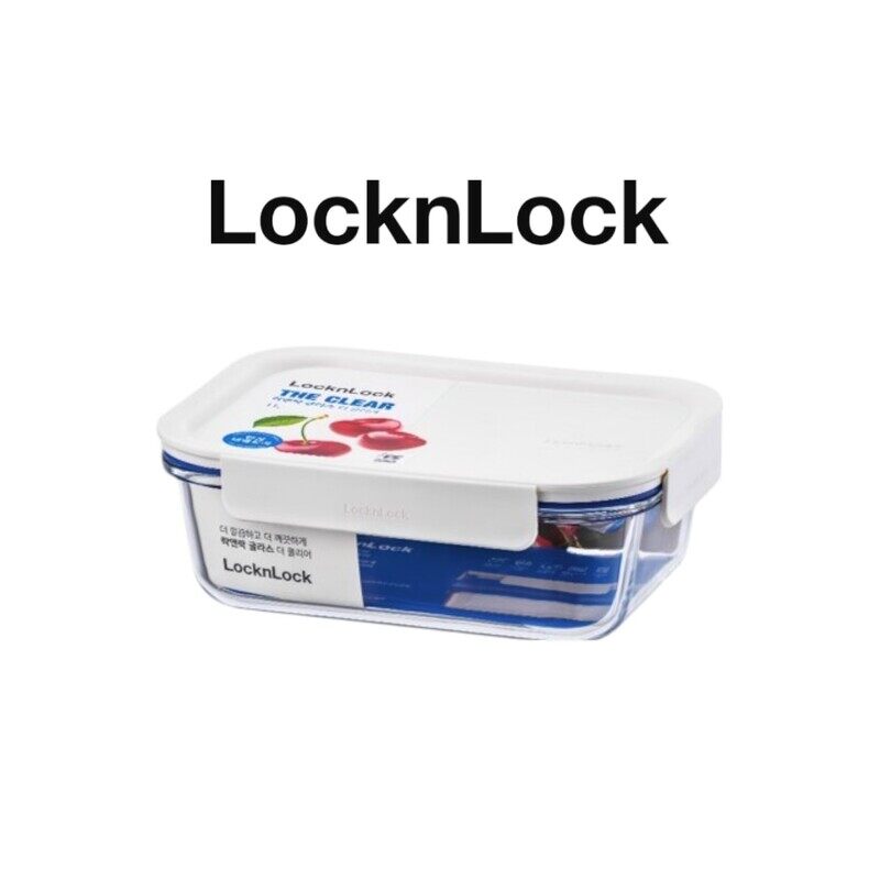 

LocknLock Clear Glass Rectangular 380ml White - Durable, Airtight, Heat-Resistant Food Storage Container