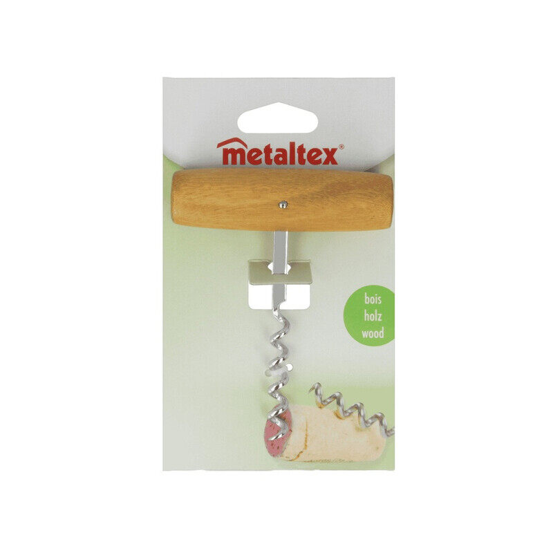 

Metaltex Corkscrew with Single Mesh Rod - Wooden Handle & Chromed Metal Body